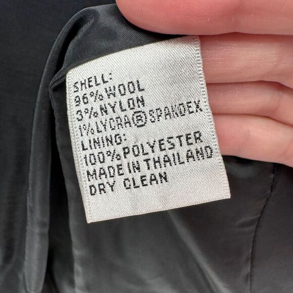 Talbots Womens Blazer Jacket Stretch Italian Wool Blend Black Size 6 Full Zip - Picture 8 of 9